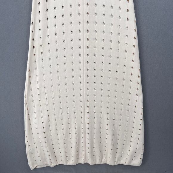 AUTEUR STUDIO Amelia Dress Womens XS Cream Twisted Racerback Open Knit Maxi Tank - Picture 9 of 16